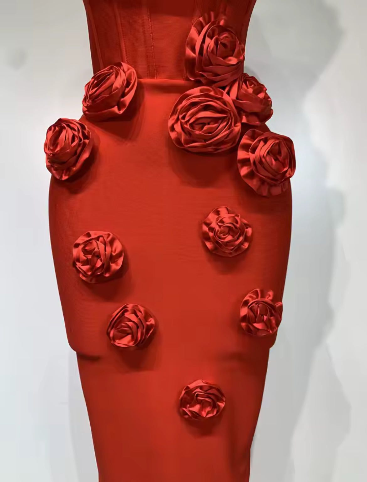‘RENDALL’ Red Rose Corset Maxi Dress