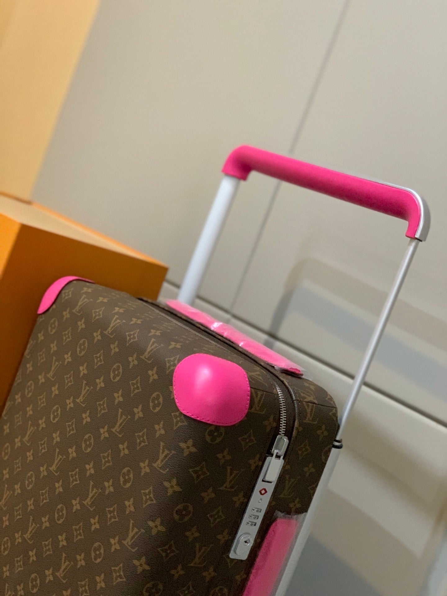 Pink and Brown Cabin Suitcase (PRE ORDER)