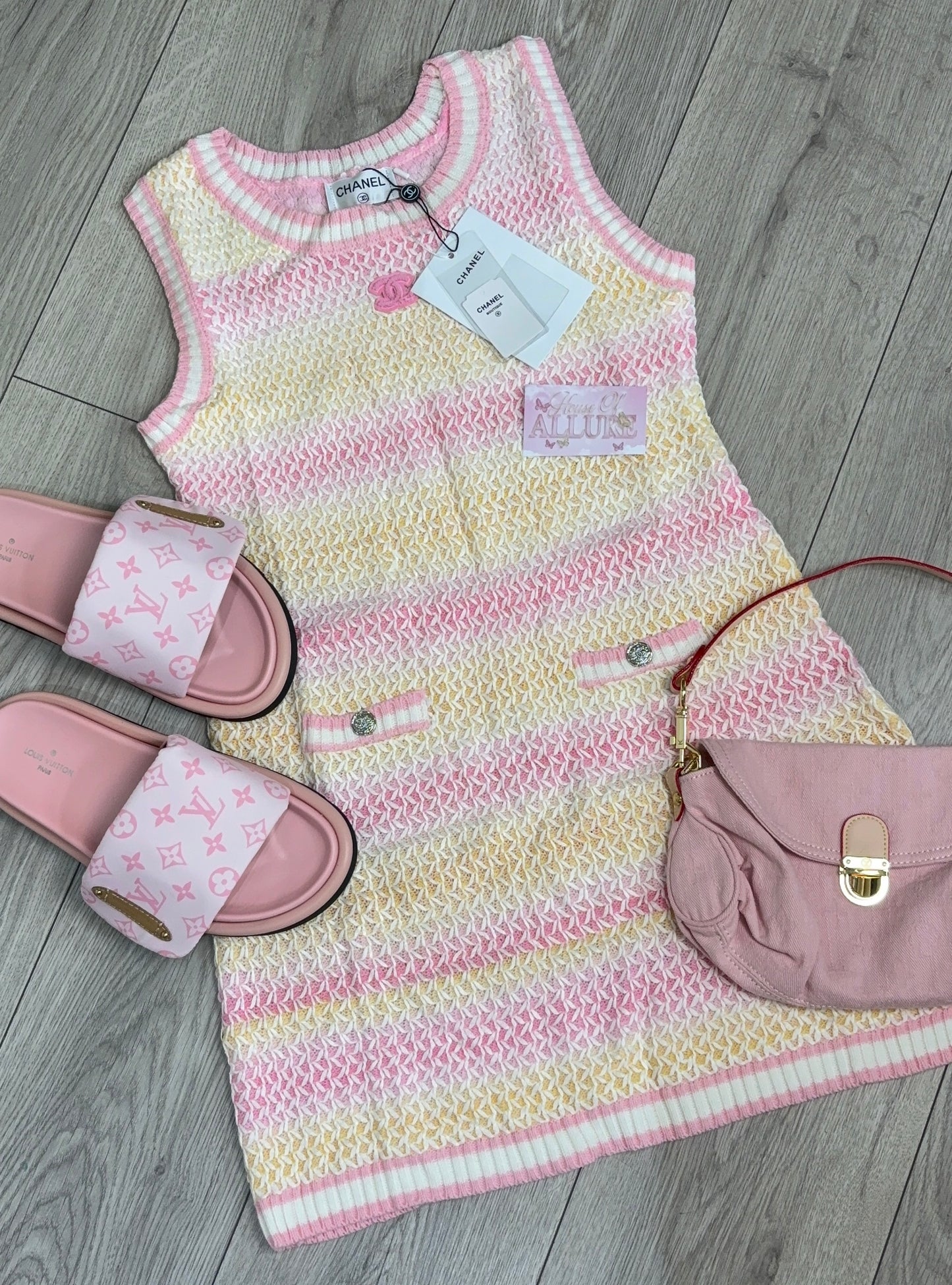Pink and Yellow Knit CC Dress