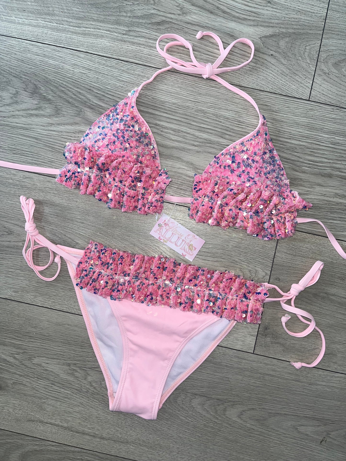 ‘IBIZA’ Pink Sequin Bikini (Full Bum)