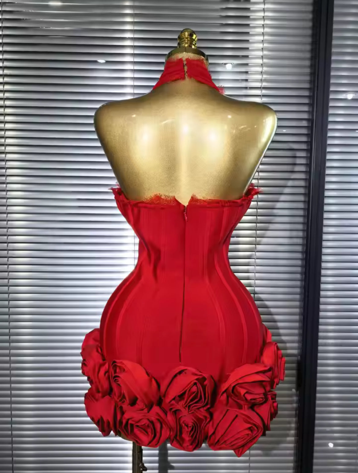‘KRISTEN’ Red Rose Bandage Mini Dress