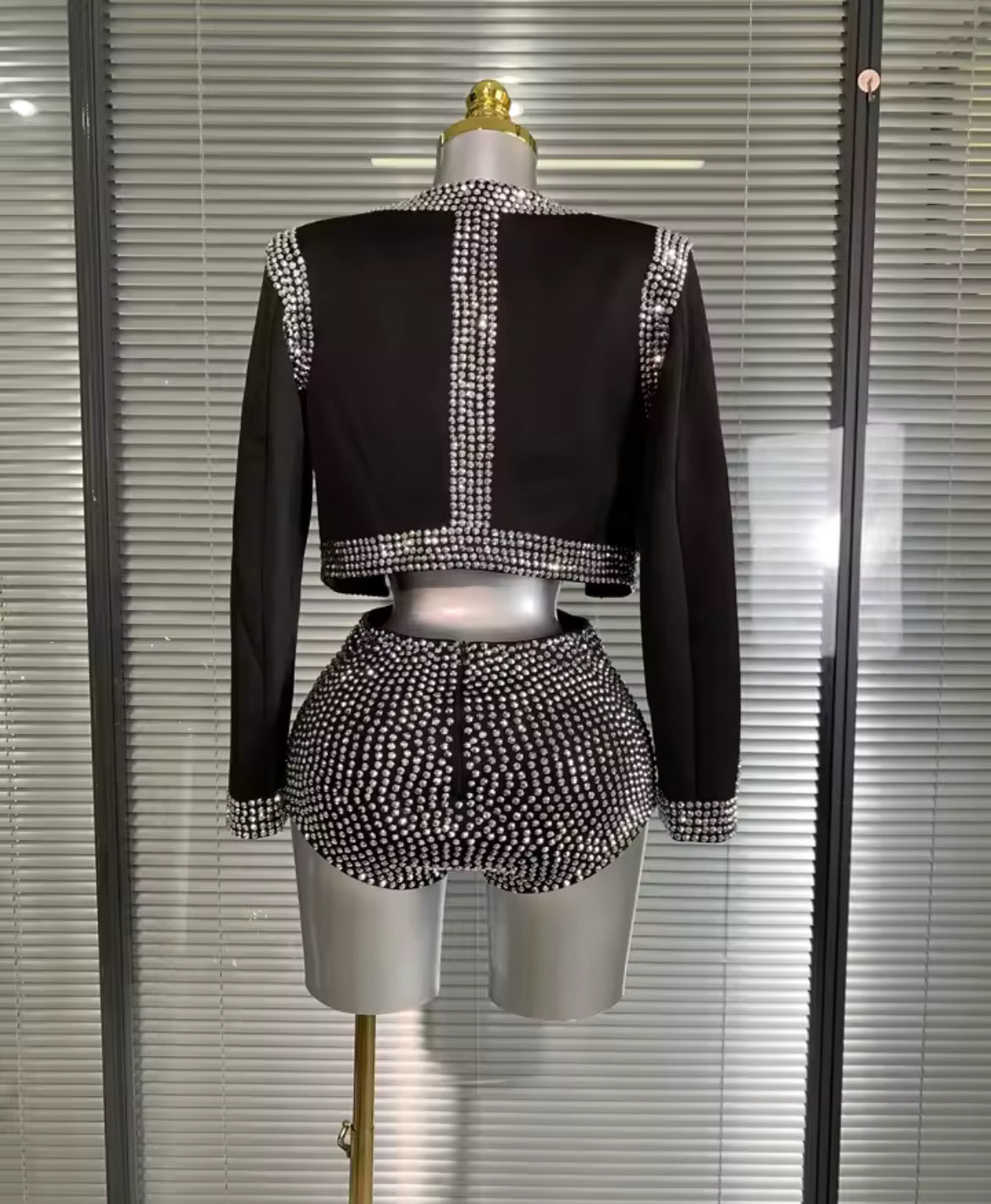 ‘VIVIENNE’ Black Three Piece Diamanté Set
