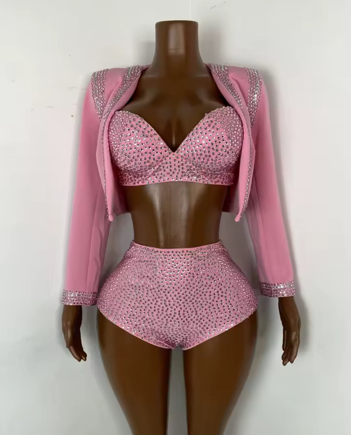 ‘VIVIENNE’ Pink Diamanté Three Piece Set