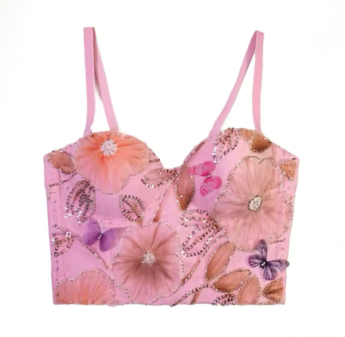 ‘OPHELIA’ Pink Embellished Corset Top