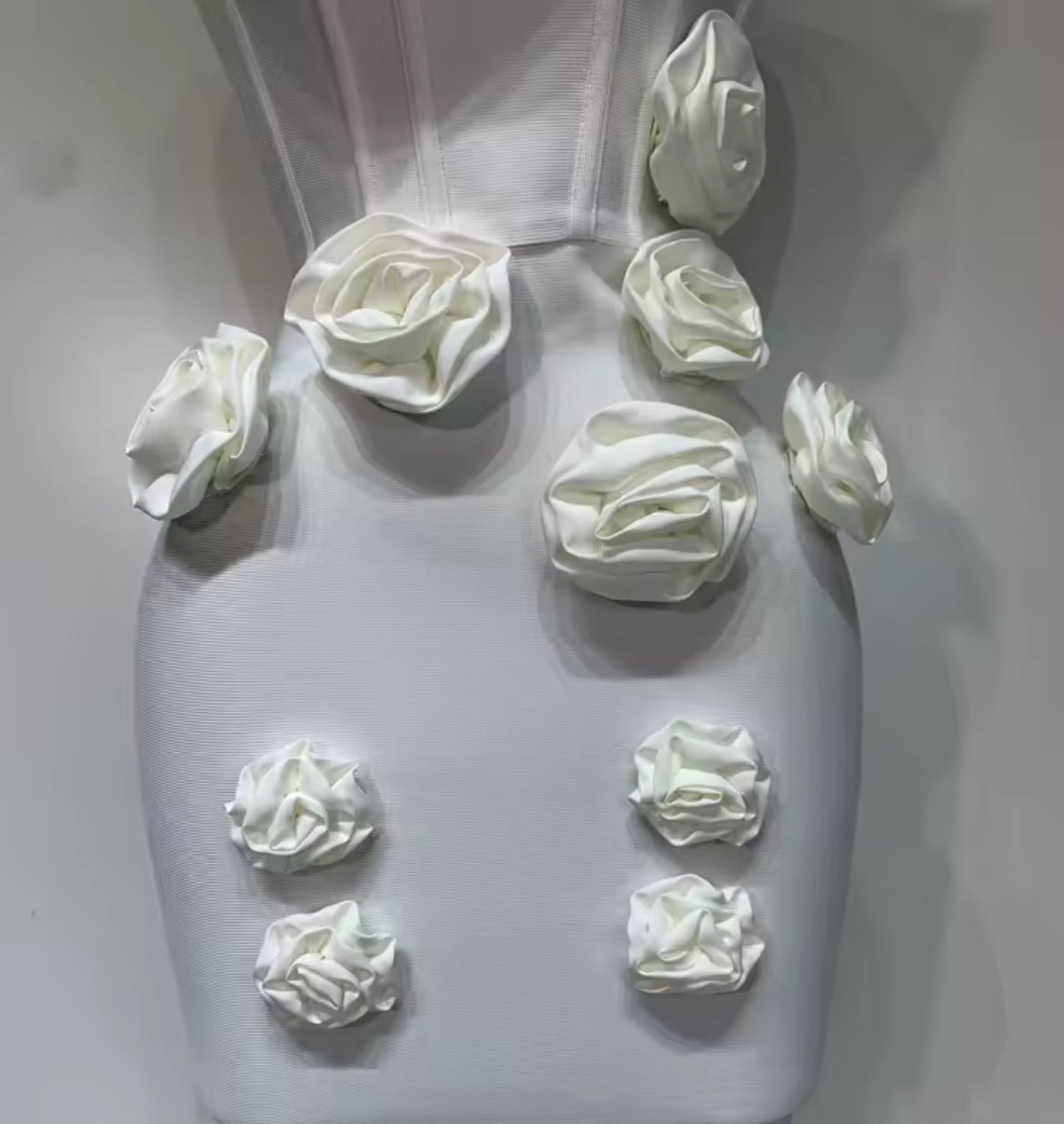 ‘RENDALL’ White Rose Corset Maxi Dress
