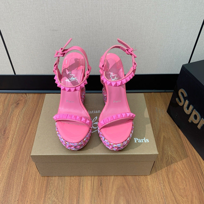 Pink Studded L Wedges (PRE ORDER)