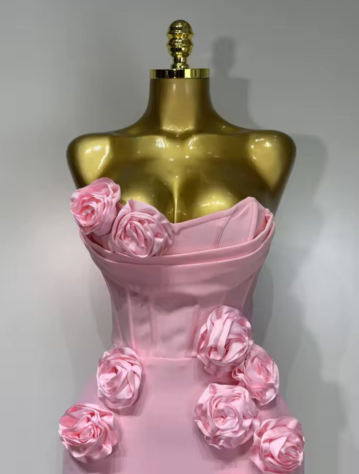 ‘RENDALL’ Pink Rose Corset Maxi Dress