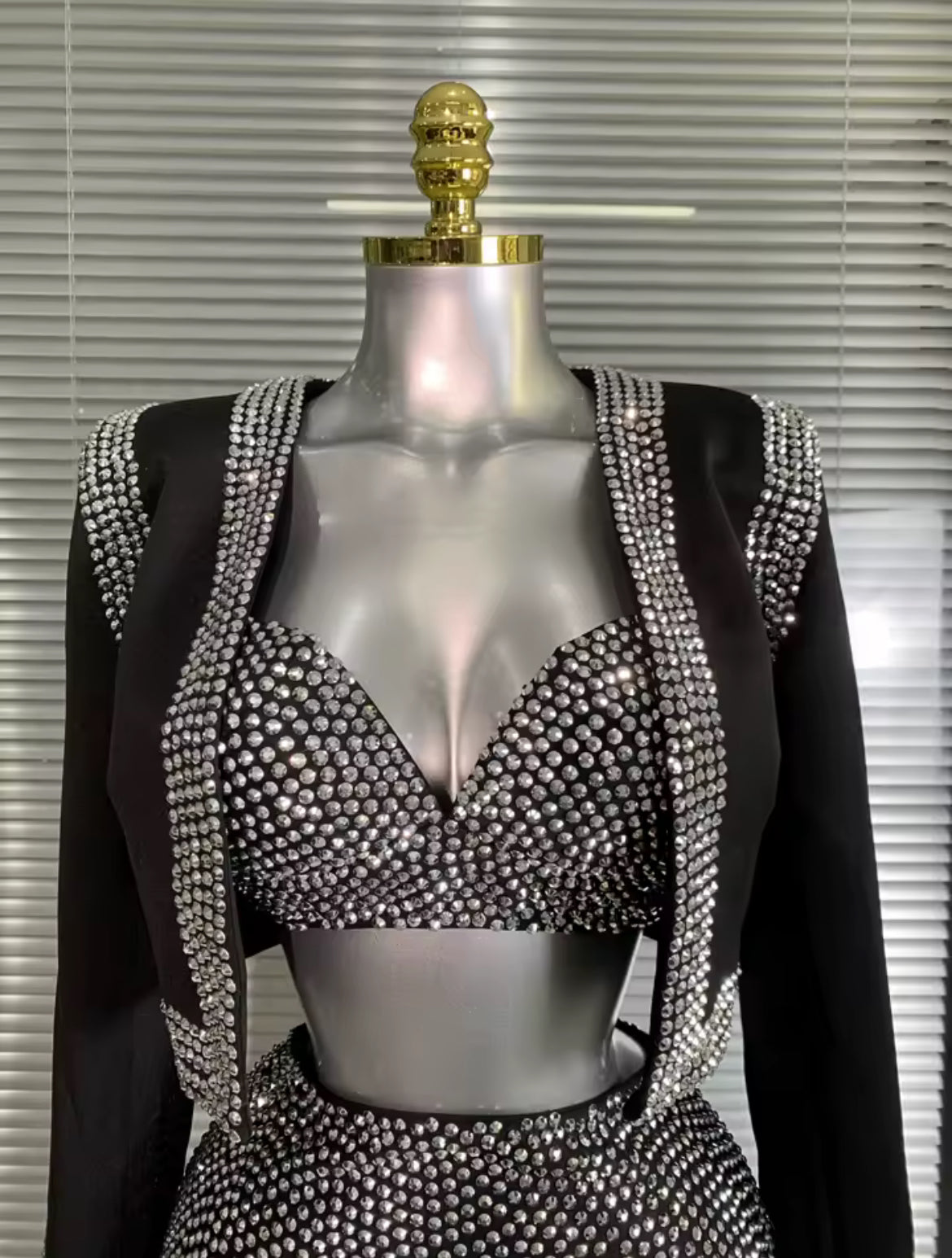 ‘VIVIENNE’ Black Three Piece Diamanté Set