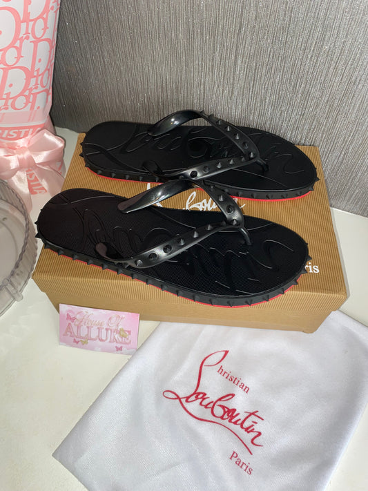Black Studded L Flip Flops (PRE ORDER)