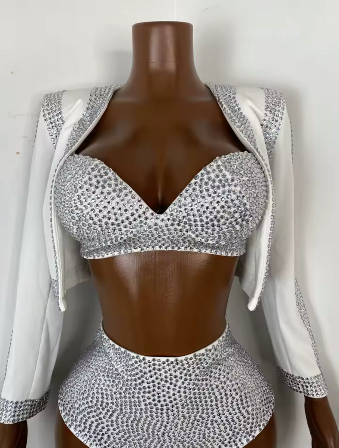 ‘VIVIENNE’ White Diamante Three Piece Set