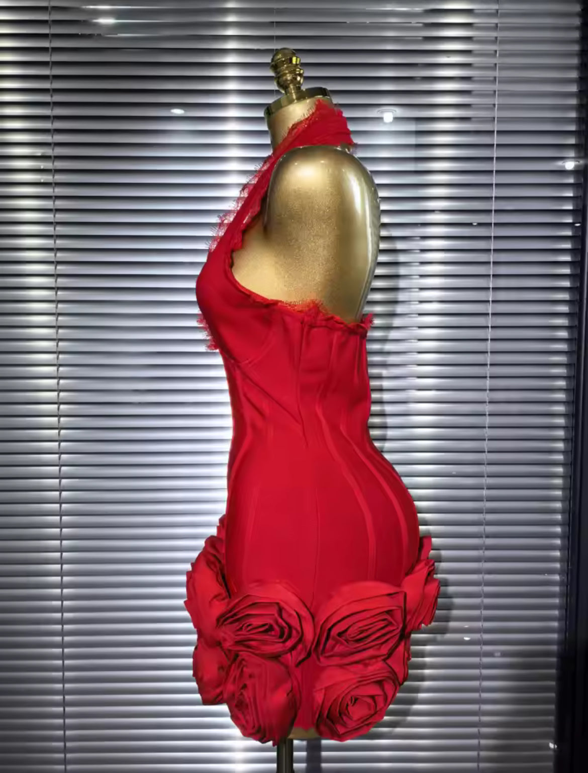 ‘KRISTEN’ Red Rose Bandage Mini Dress