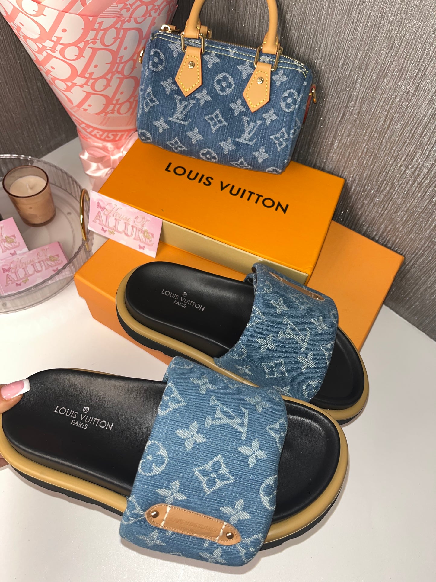 Blue Denim LV Slides (PRE ORDER)