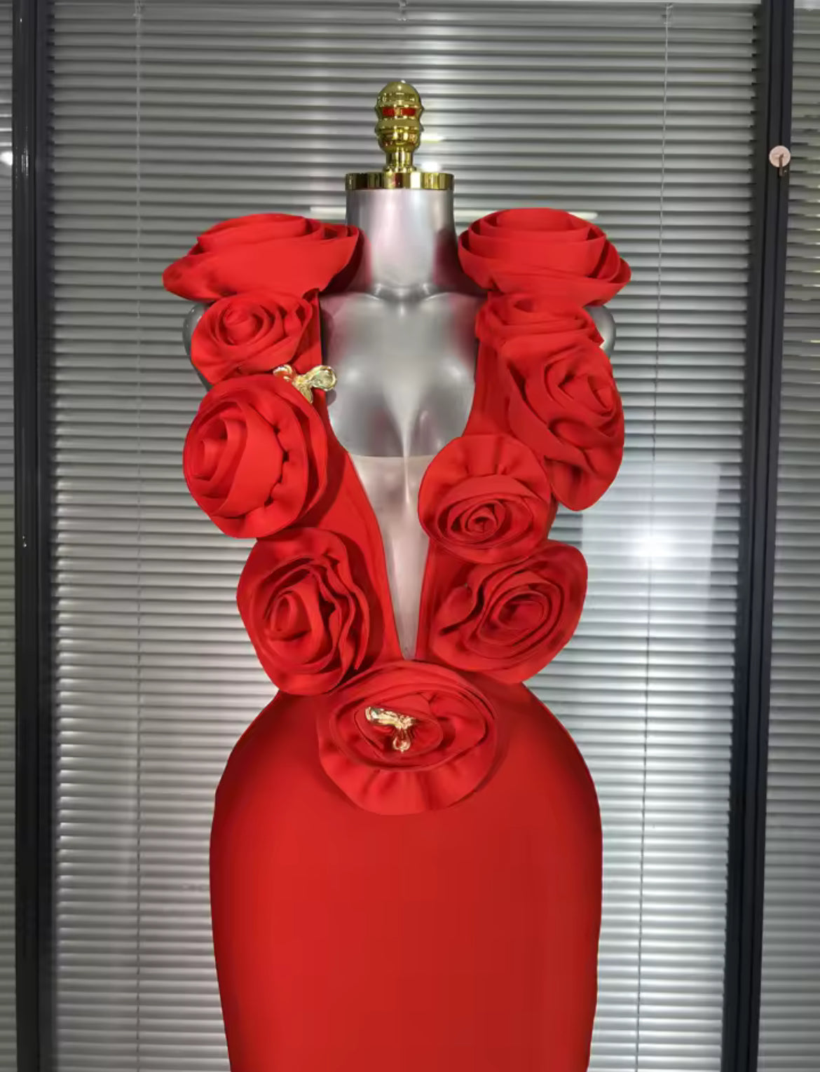 ‘AUDREY’ Red Rose Maxi Dress