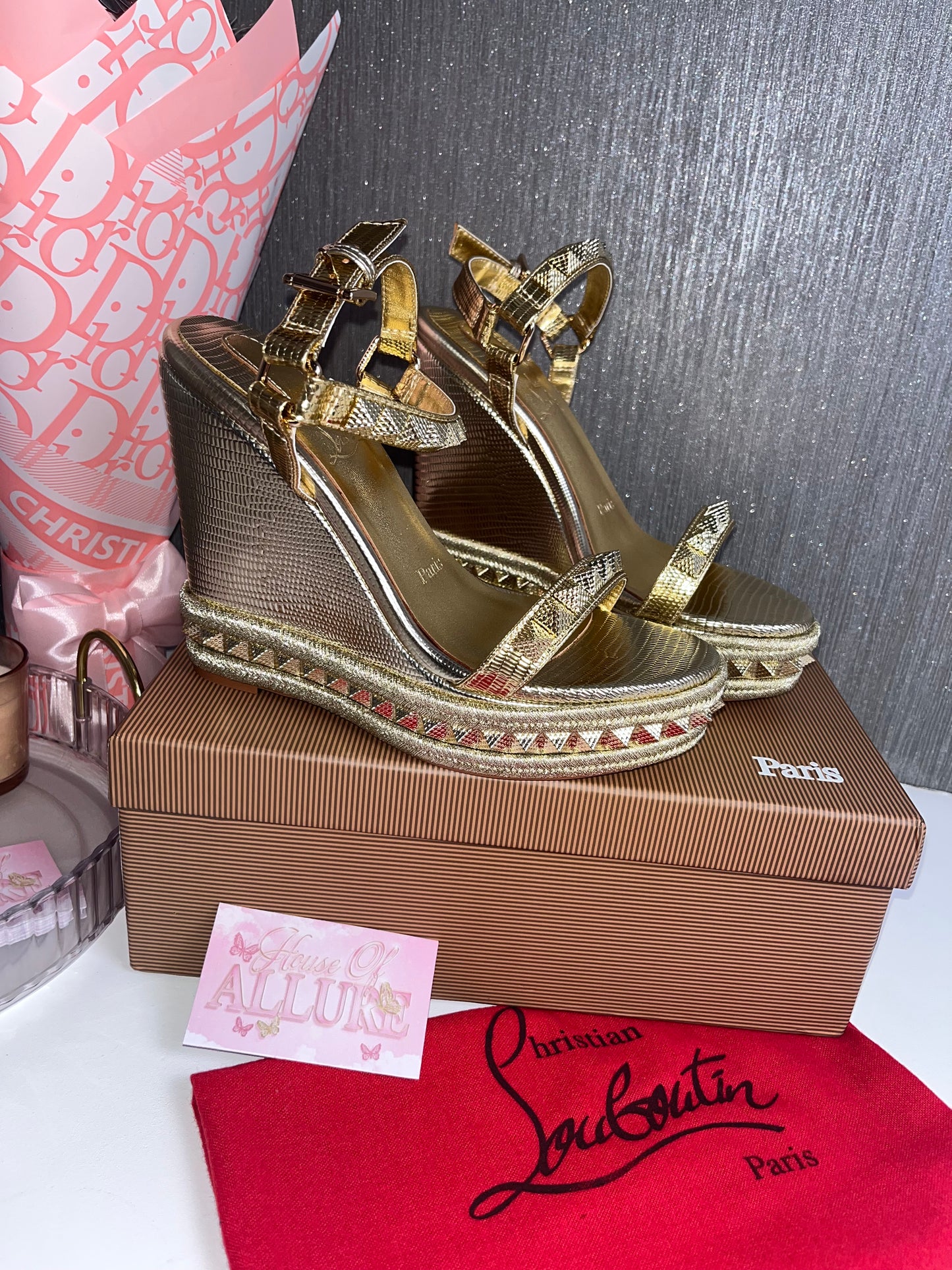 Gold Studded L Wedges (PRE ORDER)