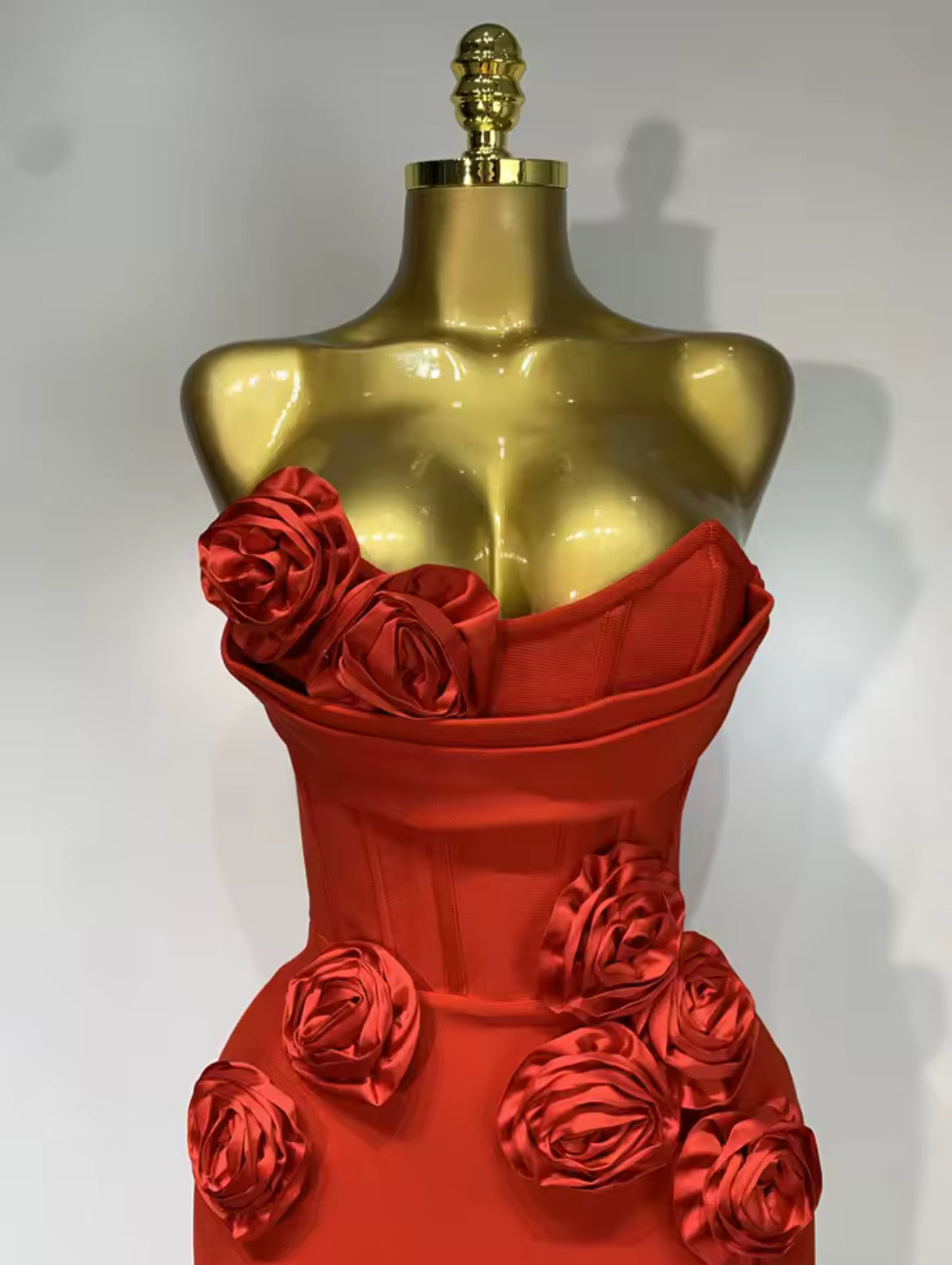 ‘RENDALL’ Red Rose Corset Maxi Dress