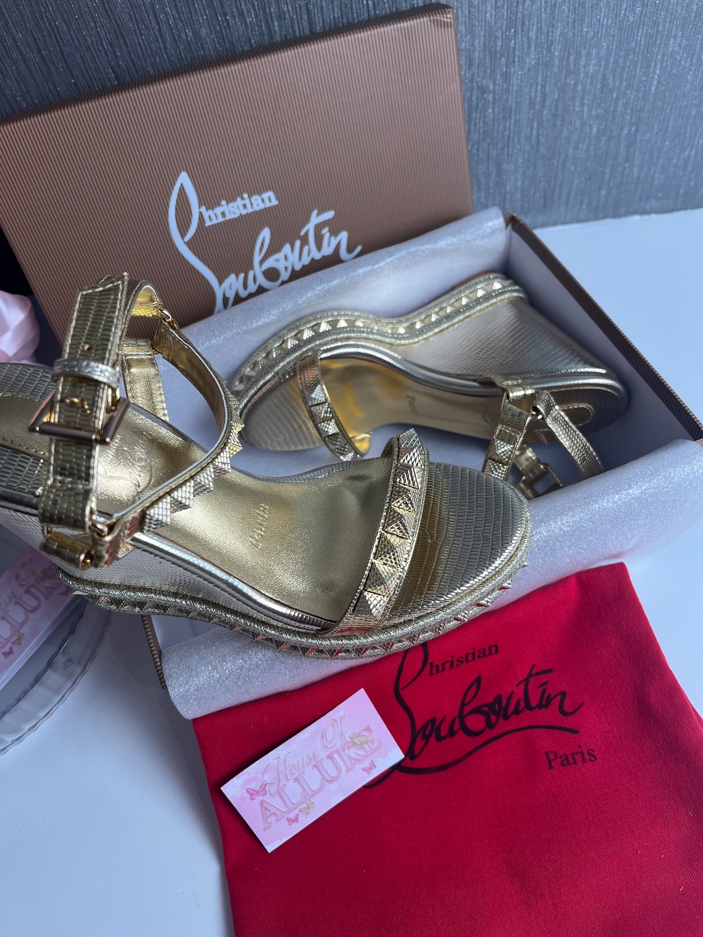 Gold Studded L Wedges (PRE ORDER)