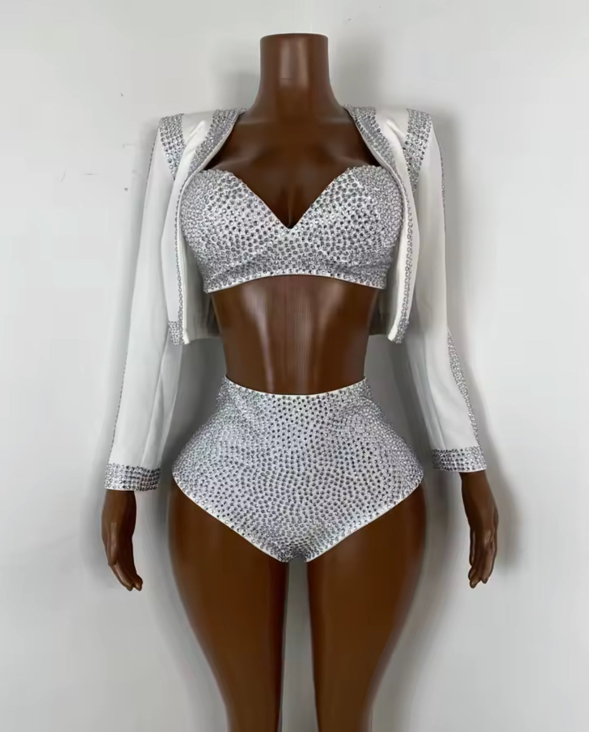 ‘VIVIENNE’ White Diamante Three Piece Set