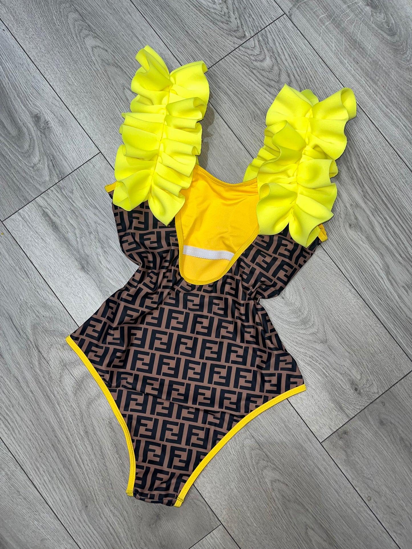 Yellow Ruffle FF Swimsuit