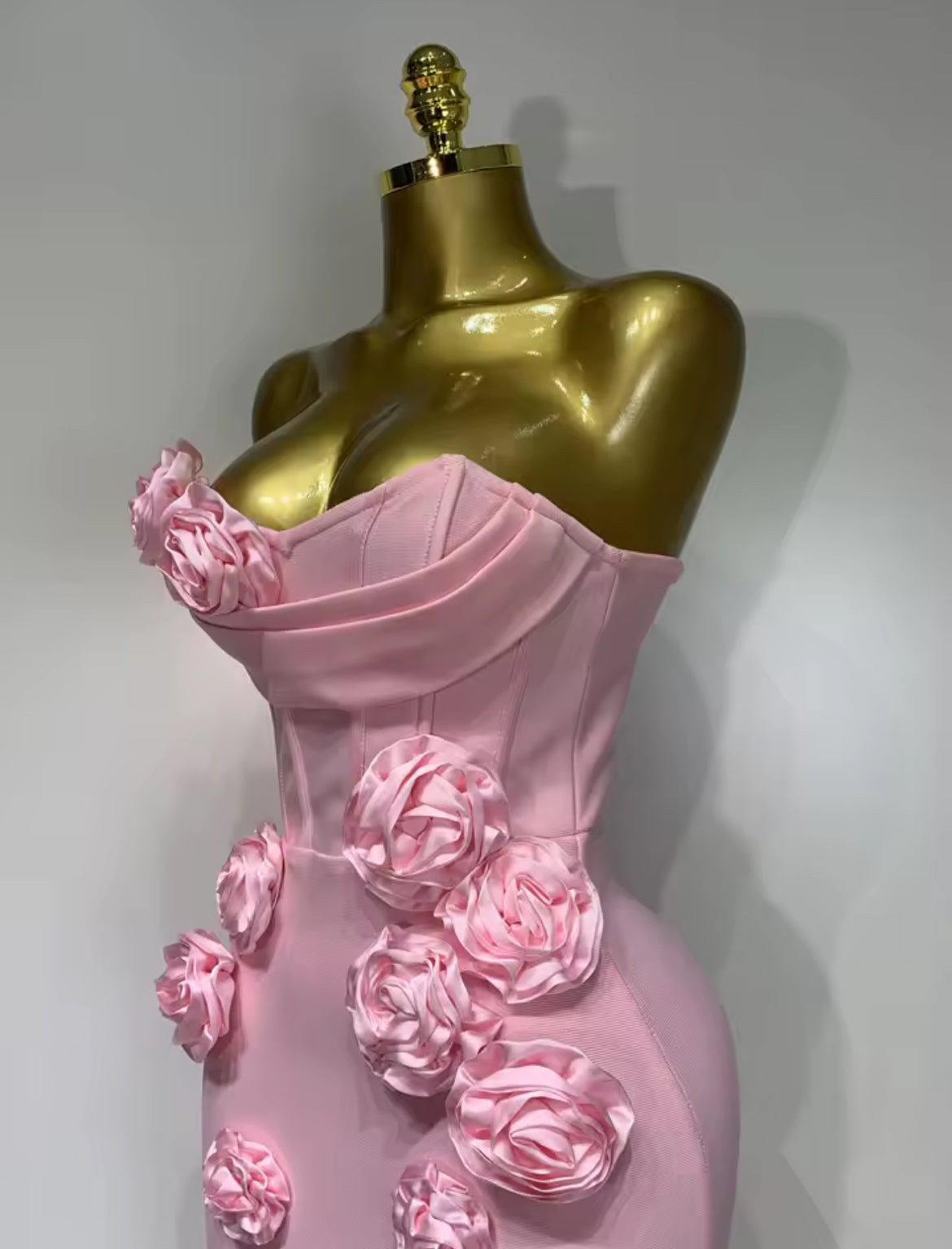 ‘RENDALL’ Pink Rose Corset Maxi Dress