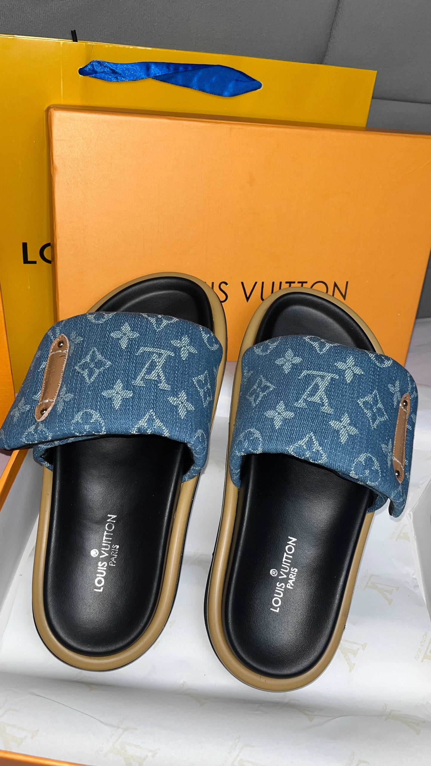 Blue Denim LV Slides (PRE ORDER)