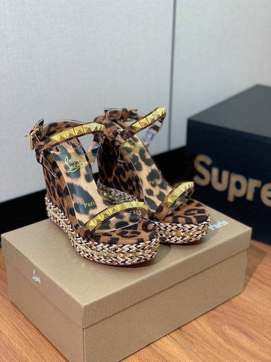 Leopard print Studded L Wedges (PRE ORDER)