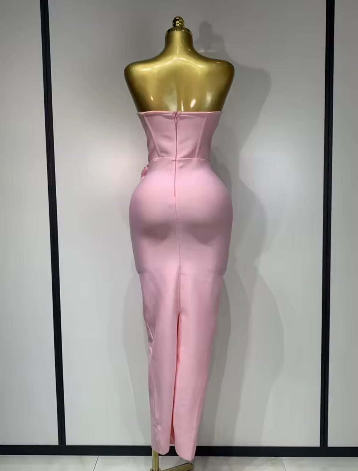 ‘RENDALL’ Pink Rose Corset Maxi Dress