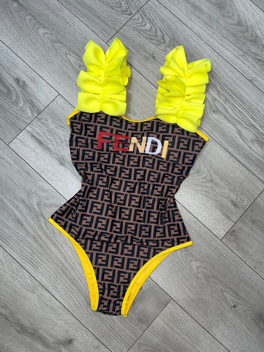 Yellow Ruffle FF Swimsuit