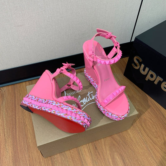 Pink Studded L Wedges (PRE ORDER)