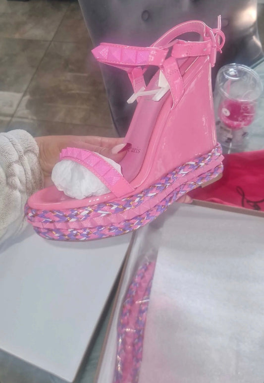 Pink Studded L Wedges (PRE ORDER)