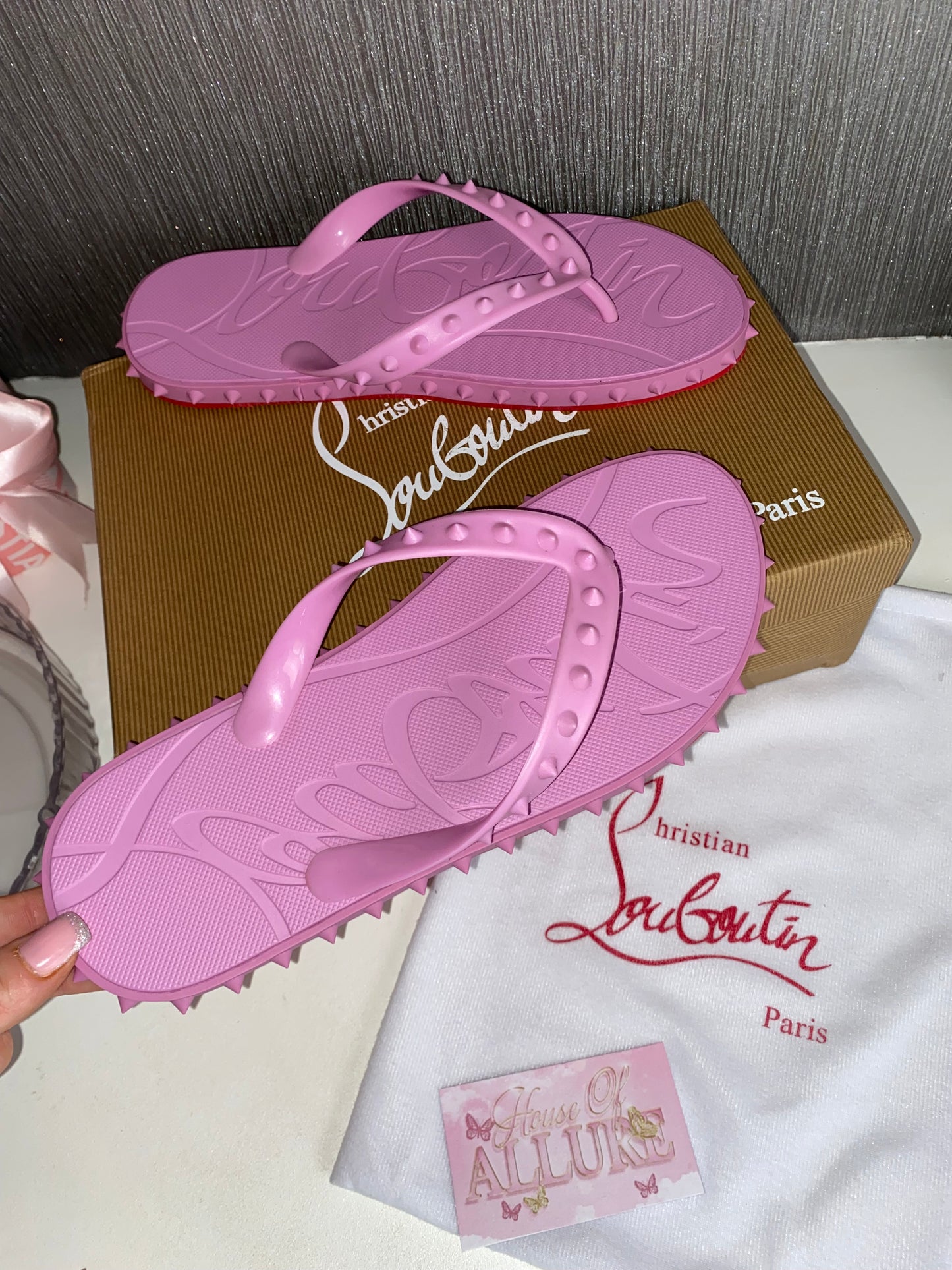 Pink Studded Flip Flops (PRE ORDER)