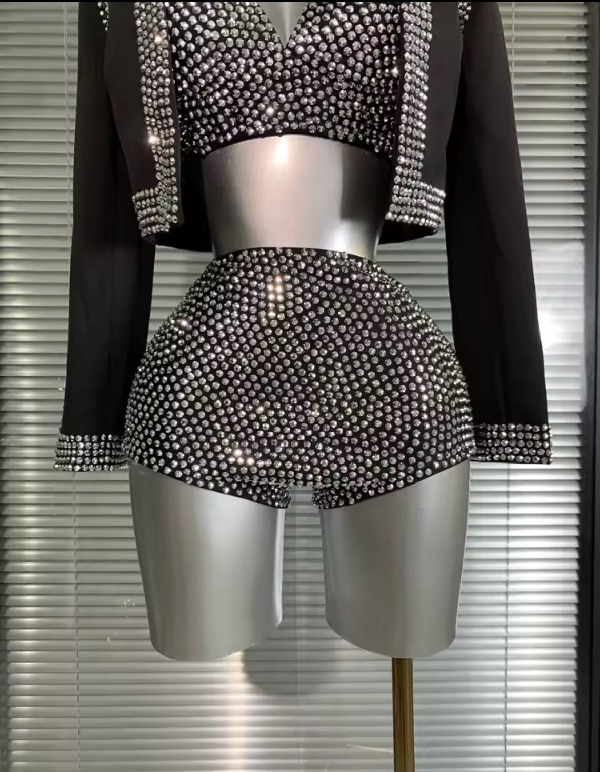 ‘VIVIENNE’ Black Three Piece Diamanté Set