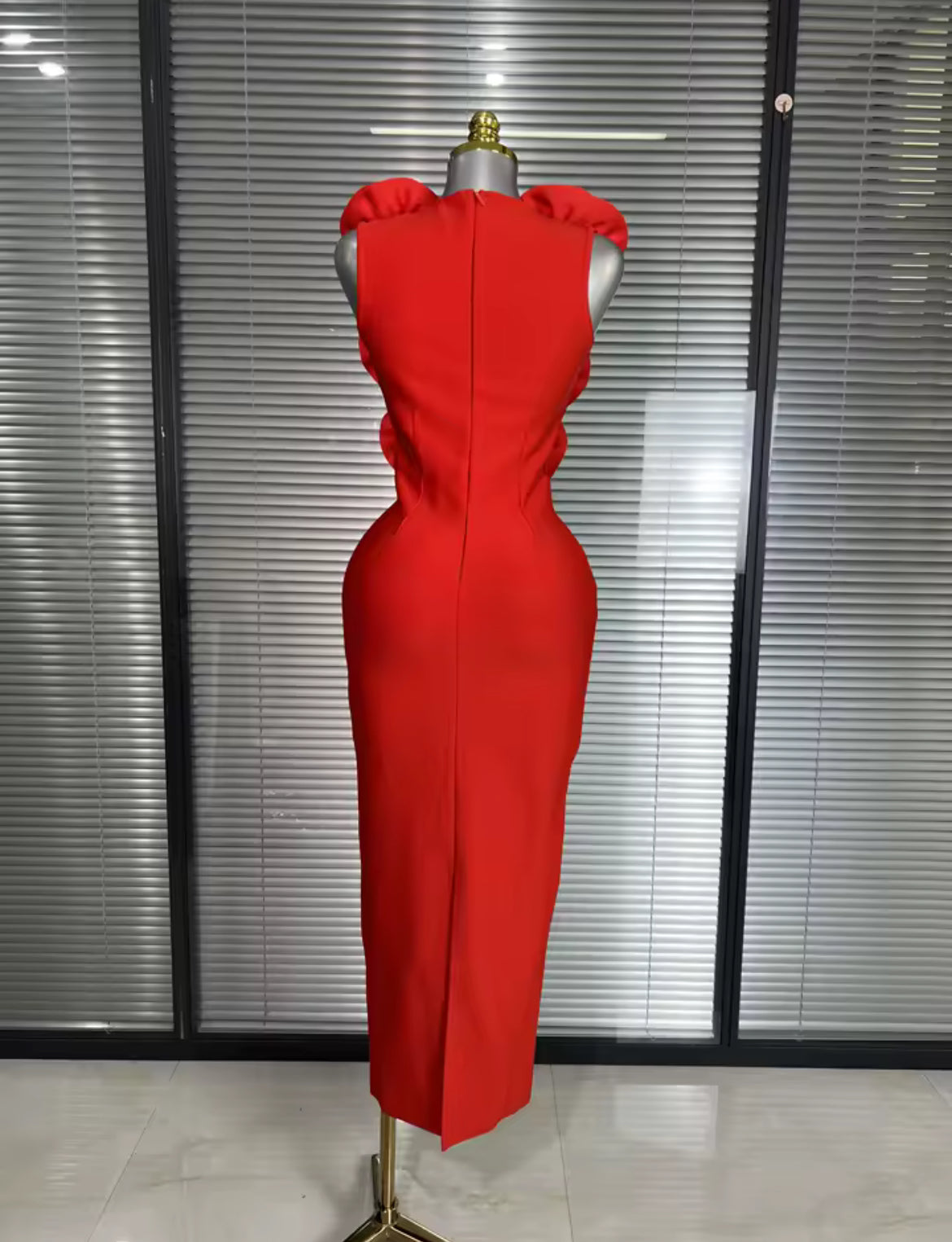 ‘AUDREY’ Red Rose Maxi Dress