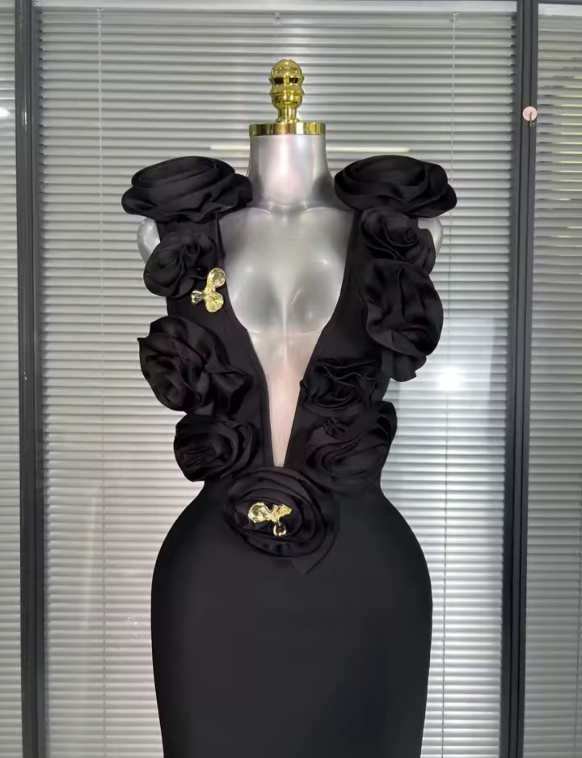 ‘AUDREY’ Black Rose Maxi Dress