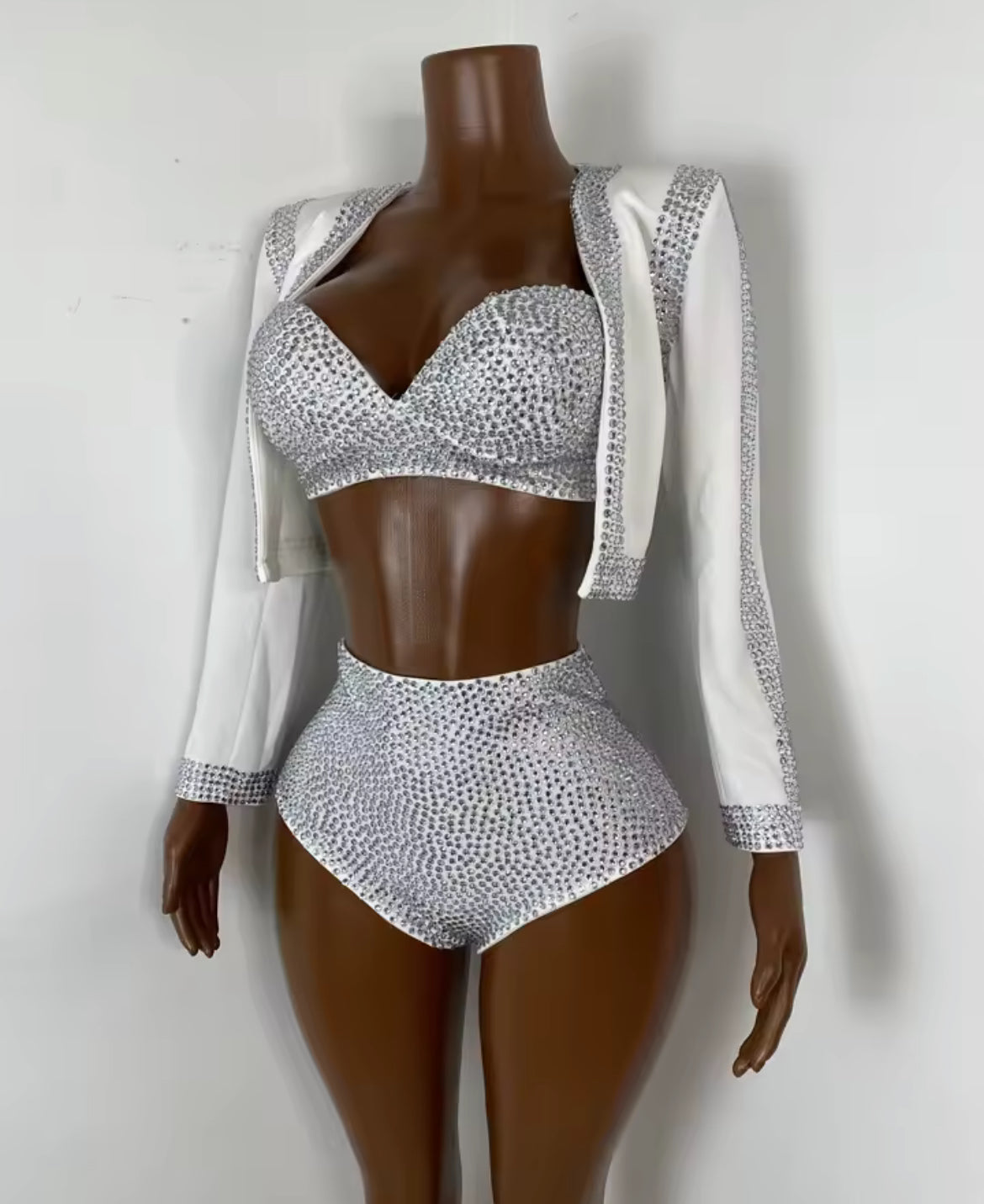 ‘VIVIENNE’ White Diamante Three Piece Set