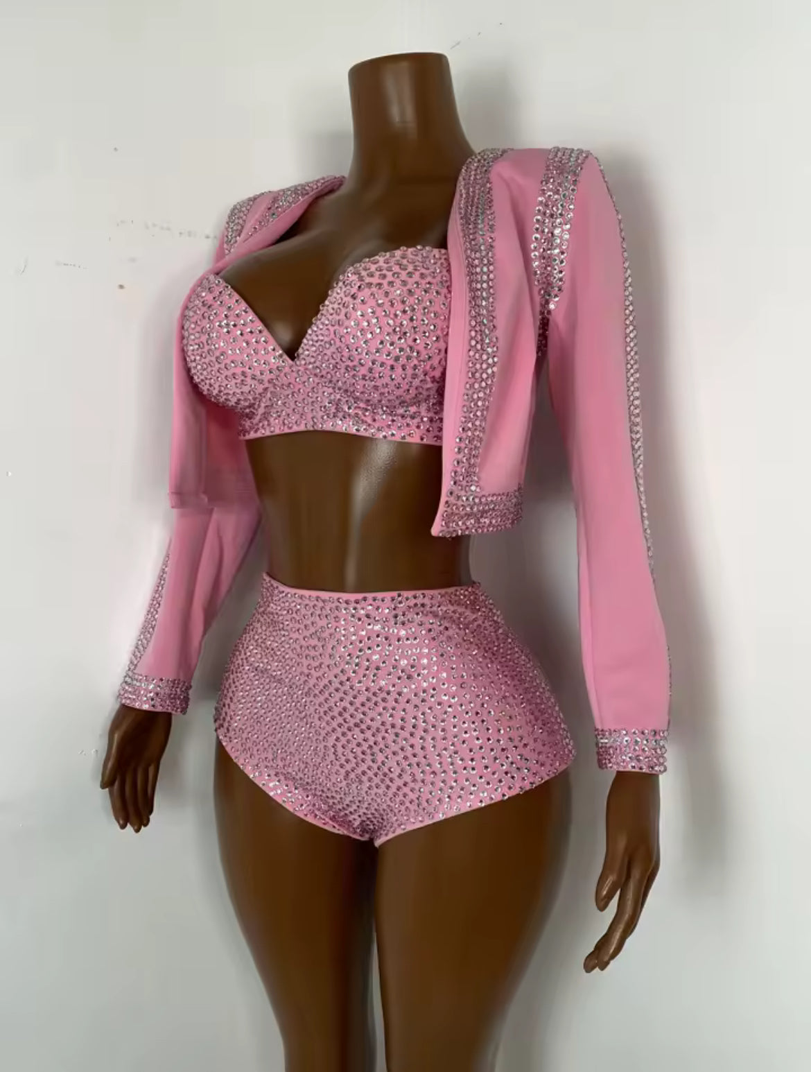 ‘VIVIENNE’ Pink Diamanté Three Piece Set