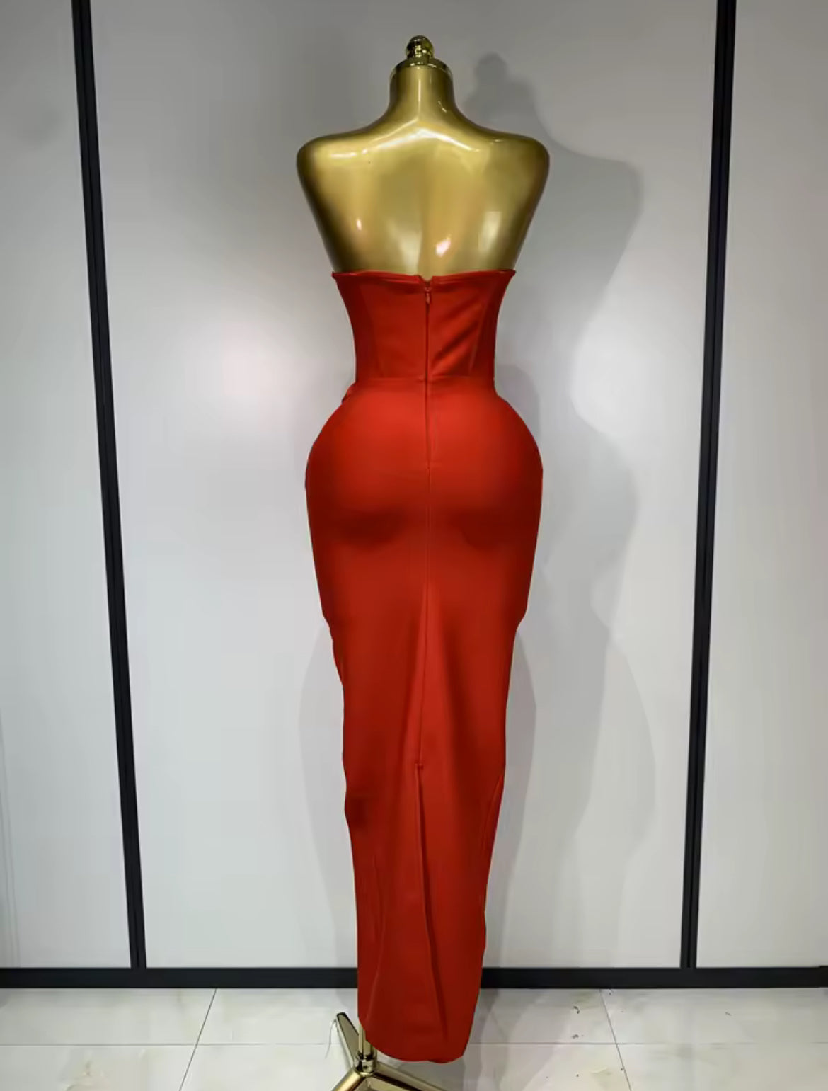 ‘RENDALL’ Red Rose Corset Maxi Dress