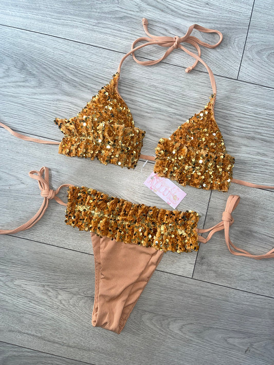 ‘IBIZA’ Gold Sequin Bikini