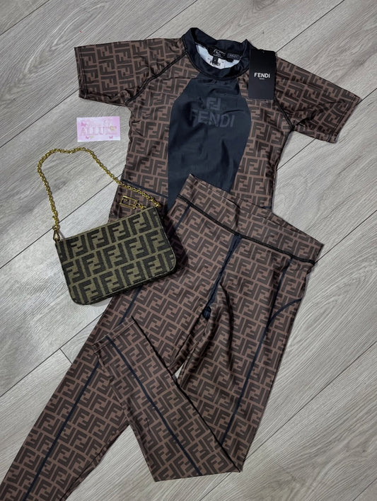 Brown F Leggings Set