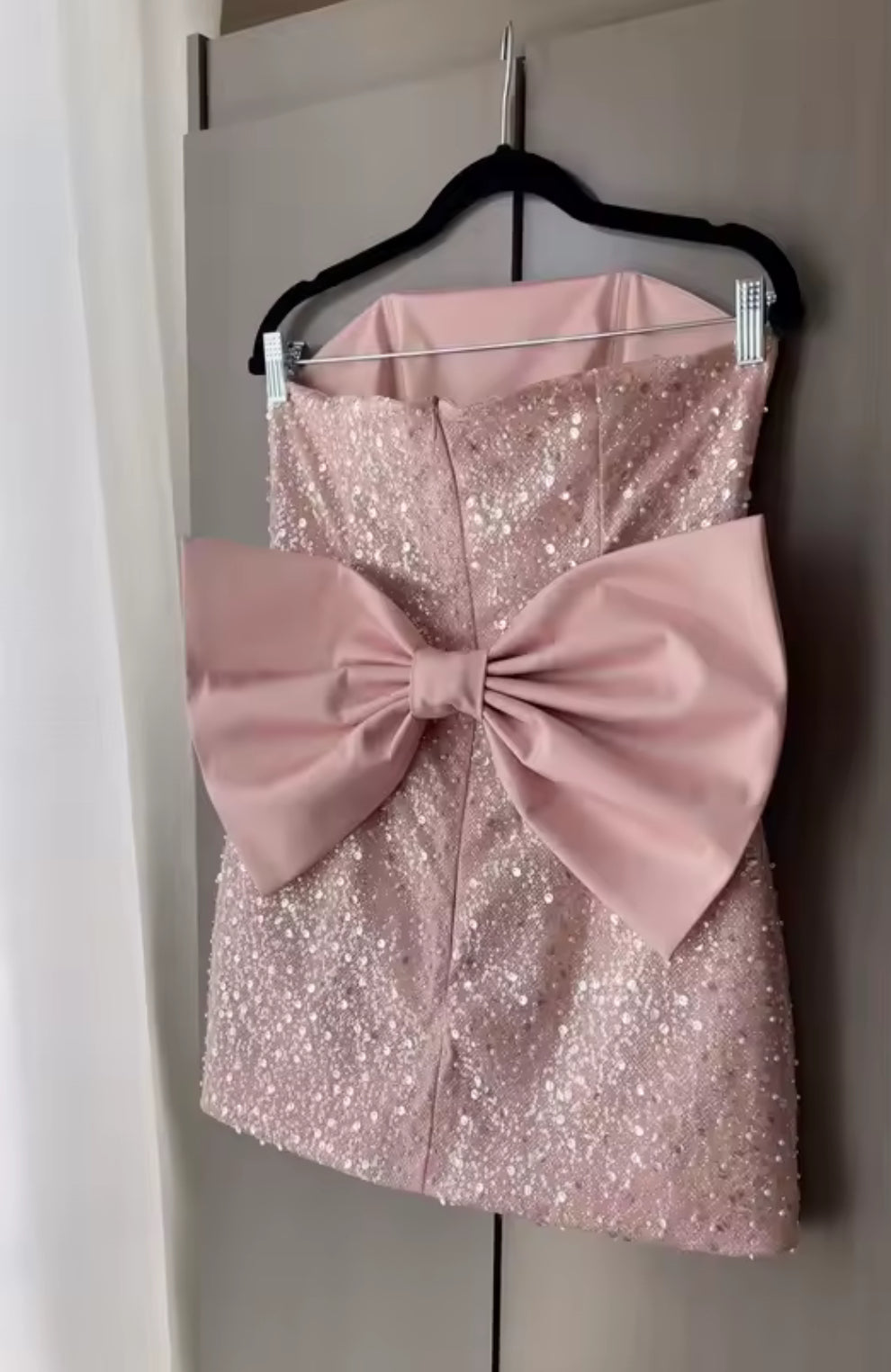 ‘ISADORA’ Pink Bow Sequin Mini Dress